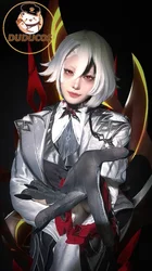 IN STOCK Arlecchino Cosplay Game Genshin Impact【S-2XL】DUDU-SR Women Halloween Costume Fatui Harbinger Arlecchino Prop Wig