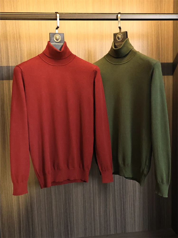 

Мужской вязаный свитер с высоким воротником Long Sve Faion Urban Sle, весна 202, теплый однотонный воротник с откидным воротником, удобный крой