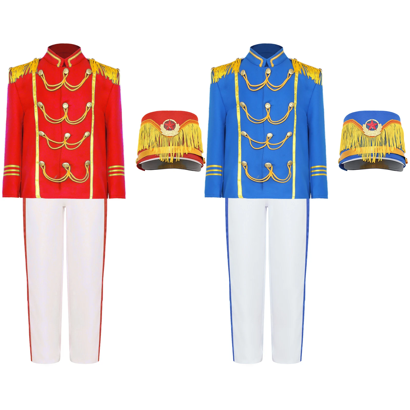 Boys Major Top with Pants and Cap Set Drum Trumpet Team Costume Kids Honor Guard Uniform Marching Band Stage Performance Outfits