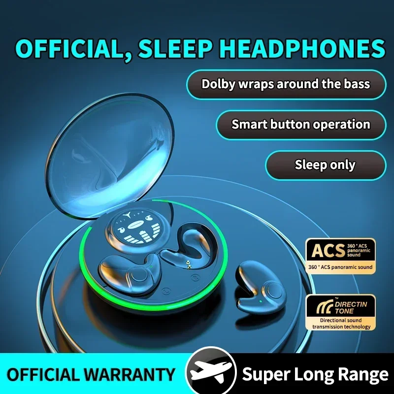 TWS Bluetooth 5.3 Wireless Earphone Invisible Sleep Headphones Hidden Earbuds IPX5 Waterproof Noise Reduction Sports Headset