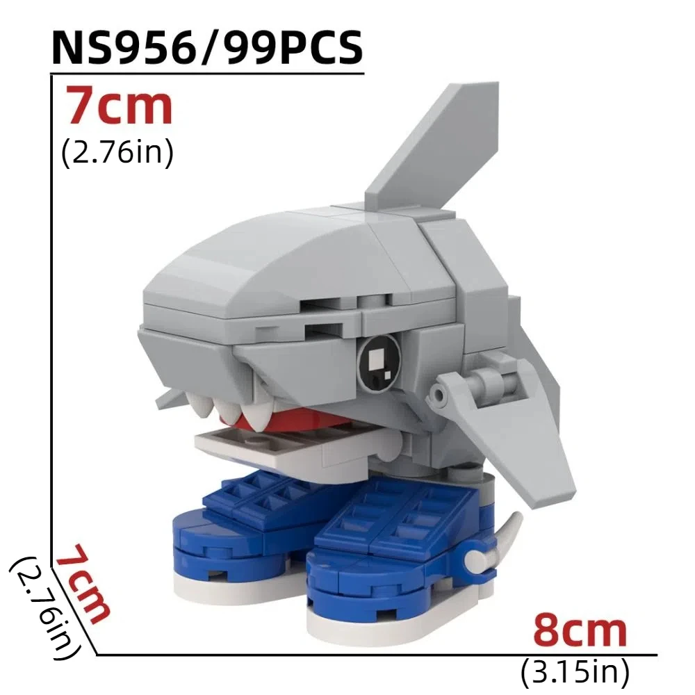 Hai Figur Tralalero Tralala Figur Ornament Lustige Puppe Montage Tungtungsahur Bausteine Beweglich Gelenk