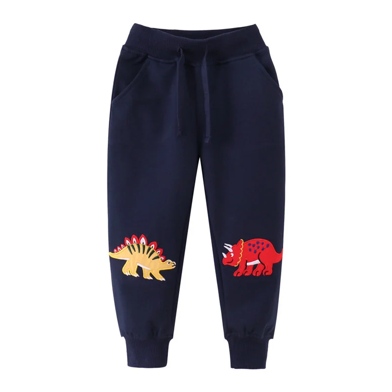 2-7T Dinosaurs Embroidery Kids Boys Sweatpants Full Length Drawstring Children's Trousers Autumn Spring Kids Clothing Pants