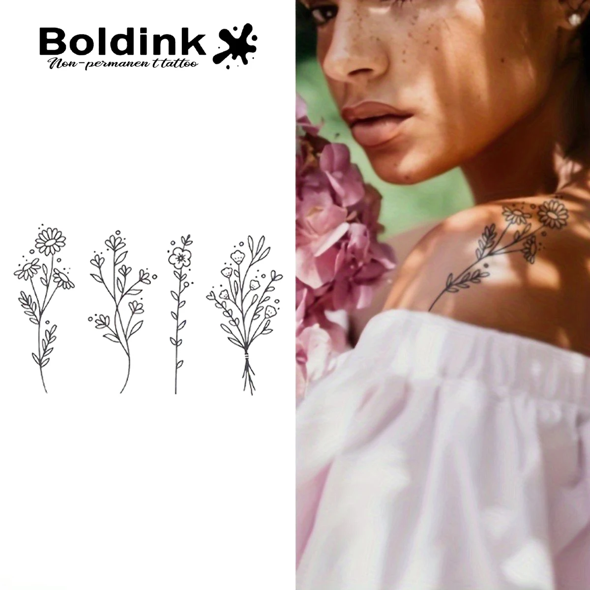 

FlowersSemi-Permanent Tattoos,Realistic Long-Lasting Fake Tattoos,New Technology Waterproof Temporary Tattoo.