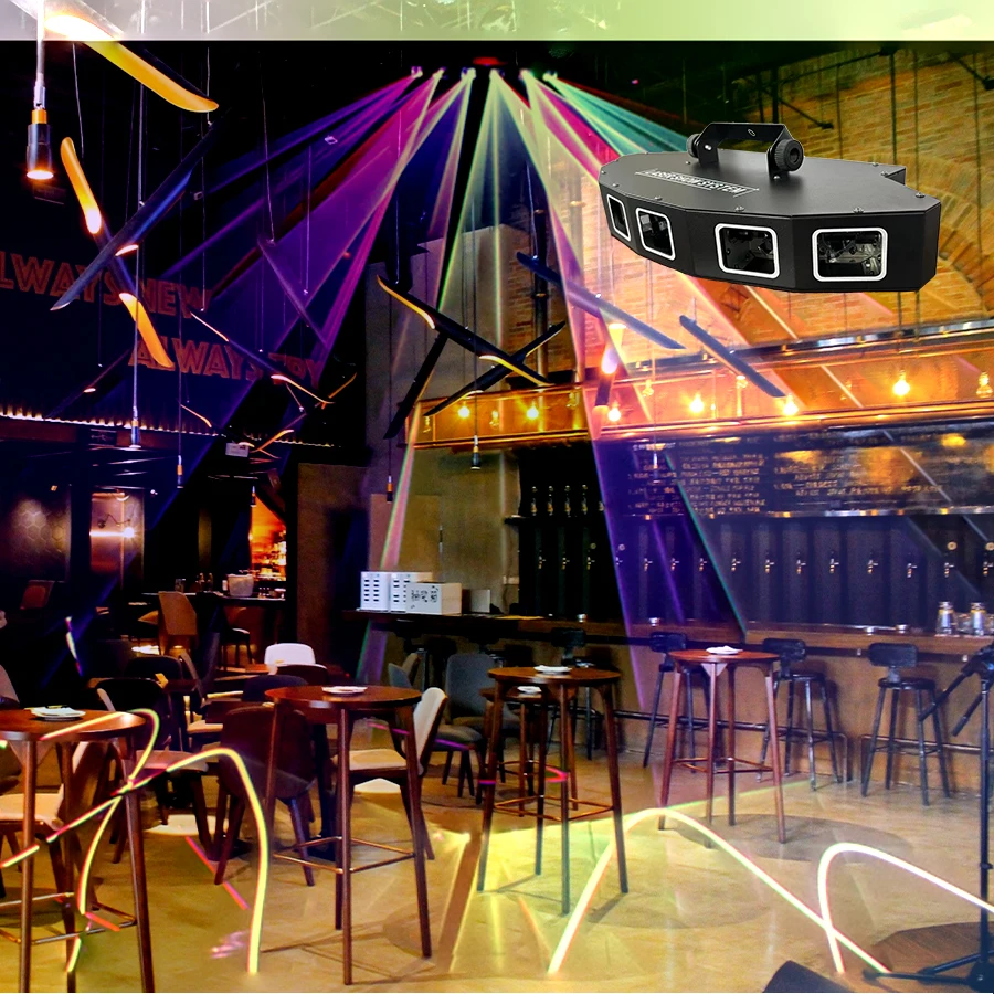 DJ Fan-Shaped 6-Lens Full Color Scanning Laser Projector DMX512 RGB Stage Effect Laser Light Disco Party Dance Floor Bar image 5