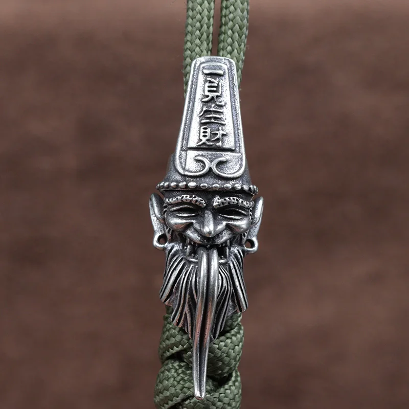 Chinese Ghost Officer Brass Knife Beads Keychain Pendant Jewelry EDC Handmade DIY Paracord Bracelet Lanyard Hangings Accessories