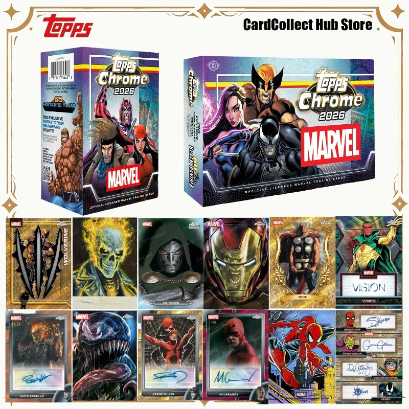 

Official Topps Chrome 2026 Marvel Trading Cards Magneto Elektra Gambit Blind Boxes Anime Marvel Fans Collector Collectible Cards