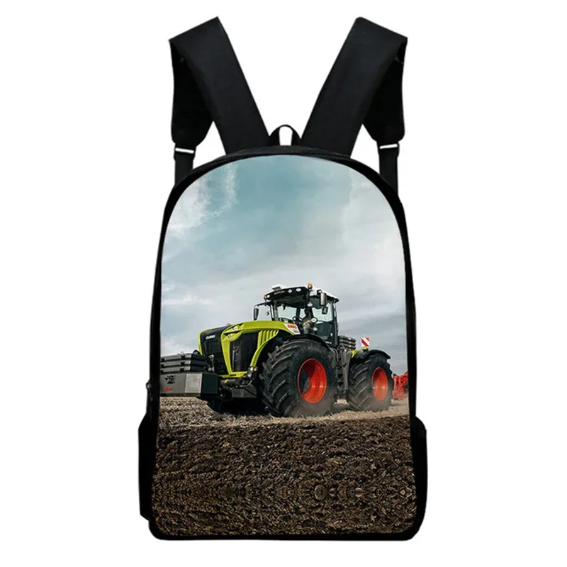 Tractor Pattern Children Backpack Boys Girls Oxford Waterproof Laptop Bag Teenagers Students Schoolbag Travel Backpack