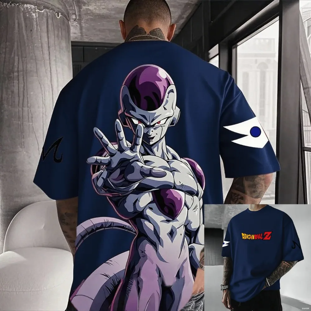 

Футболка унисекс из чистого хлопка Dragon Ball Frieza, лето 2026, популярный аниме-принт, американский свободный повседневный топ с короткими рукавами для родителей и детей