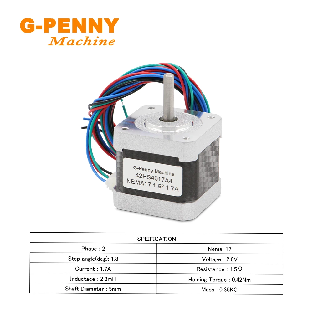 Motor paso a paso Nema17 42HS4017A4, 1,7a, 0,42n. m, 60OZ-IN, 1,8 grados, 4 Plomo para impresora 3d cnc, envío gratis