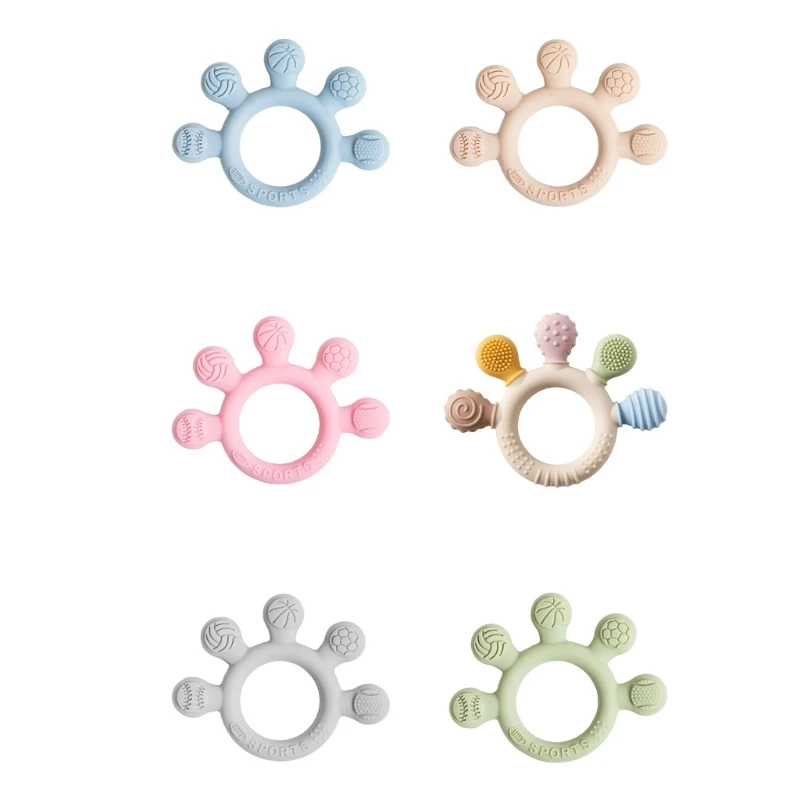 لعبة خشخشة عضاضة للأطفال لمنع مص الأصابع والتنمية الحسية للأطفال الرضع قابلة للمضغ لعبة لتخفيف آلام التسنين 15UB #1