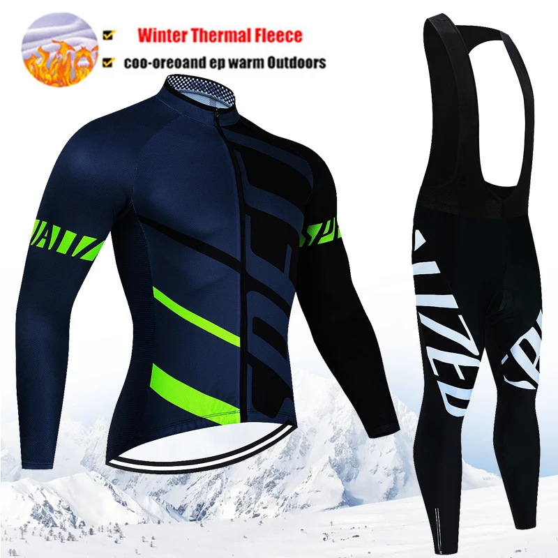 2026 New Thermal Fleece Cycling Jersey Set Winter Long Sleeve MTB Racing Bike Jersey Suit For Men Bib Pants Set Cycling Clothing