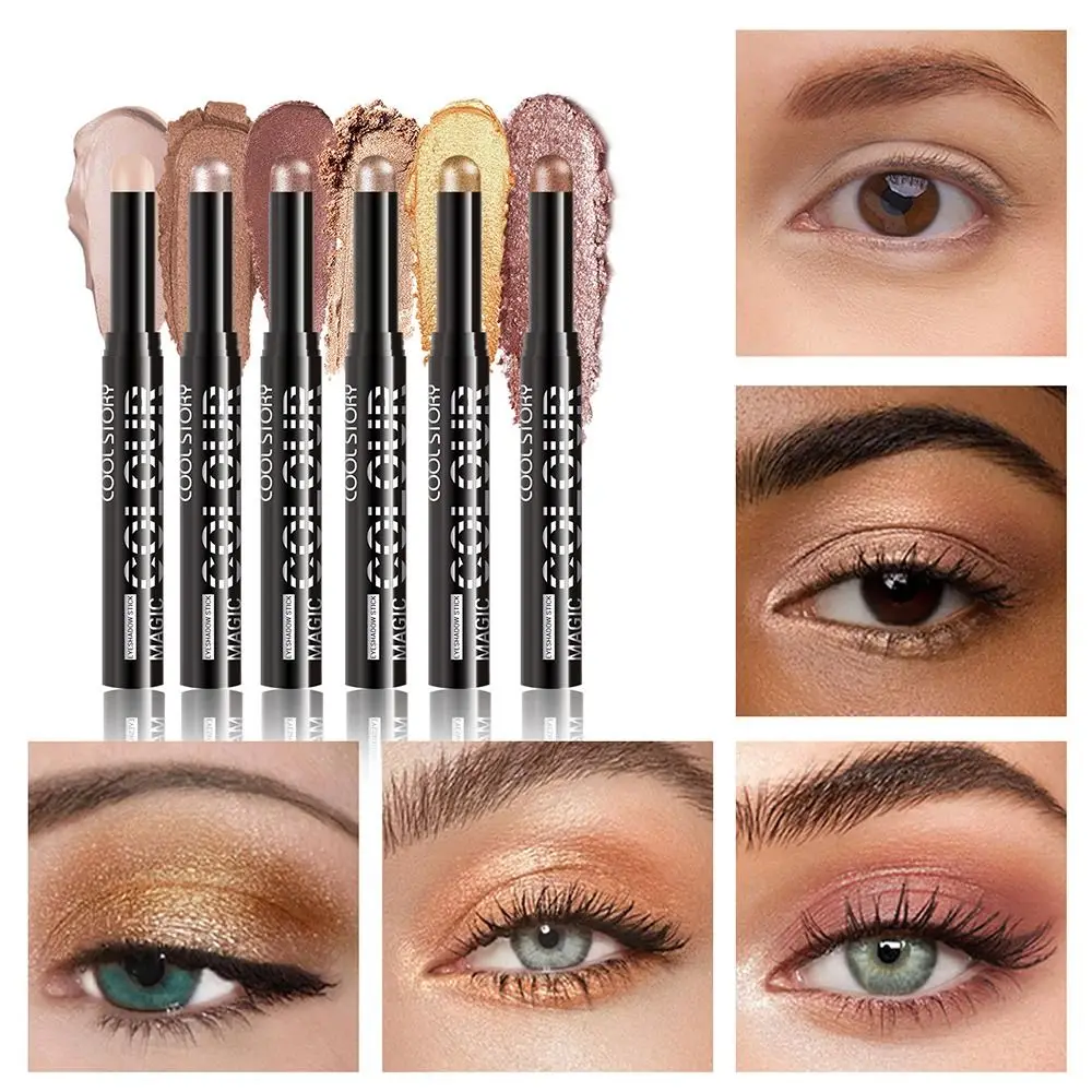 

Набор мерцающих блестящих теней для век, легко окрашивается, долговечный карандаш для теней для век, водостойкая ручка для лежачего шелкопряда