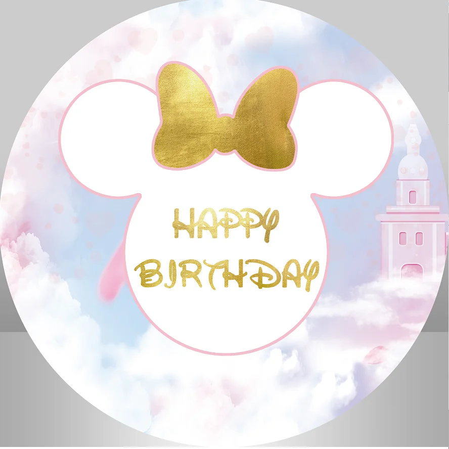 ديزني ماوس رئيس حفلة خلفية الديكورات مستديرة مخصصة خلفية عيد ميلاد الأطفال الديكور راية