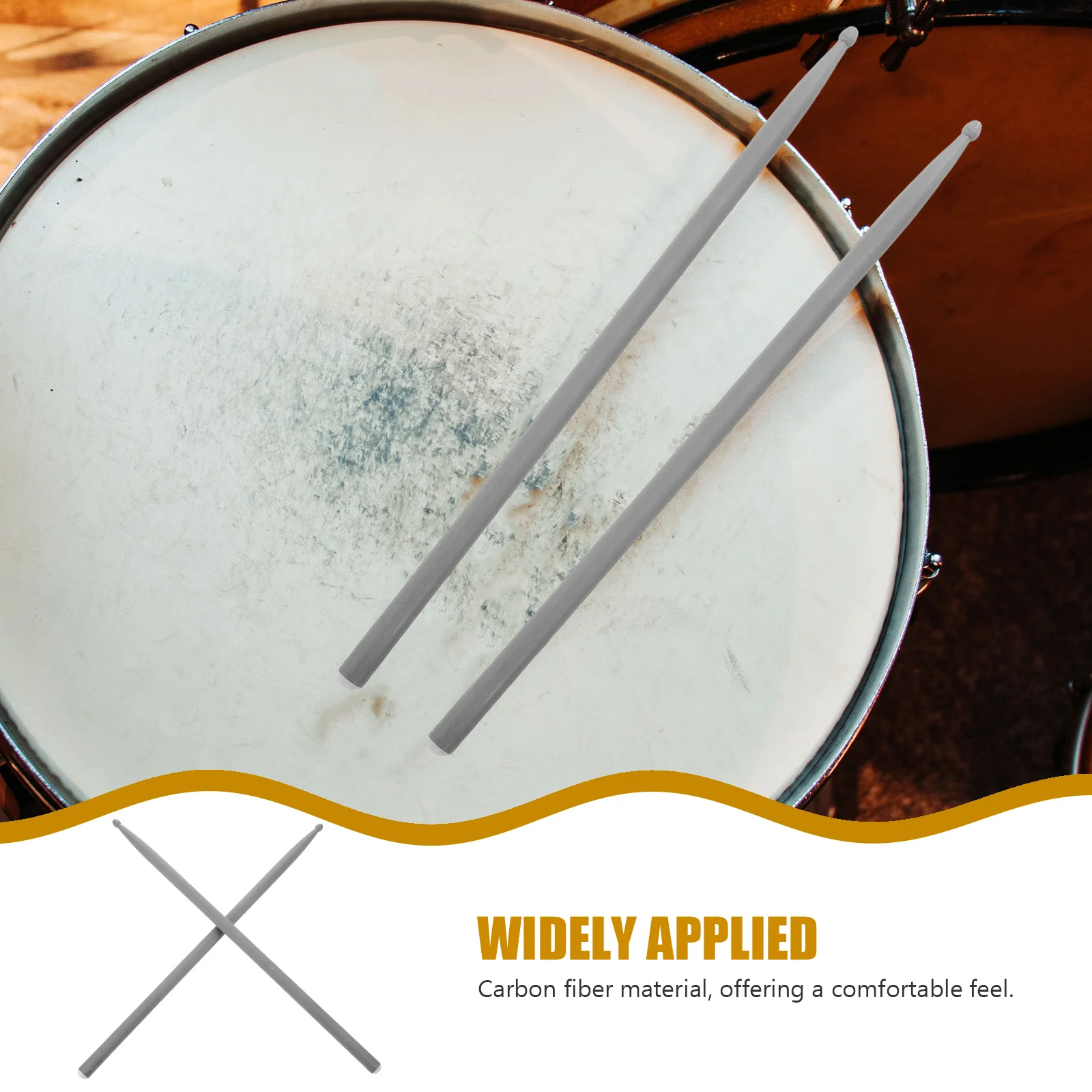 1 زوج ألياف الكربون عصي طبلة خفيفة الوزن المحمولة المضادة للانزلاق قبضة لممارسة قابلة لإعادة الاستخدام آلة موسيقية قرع عصا