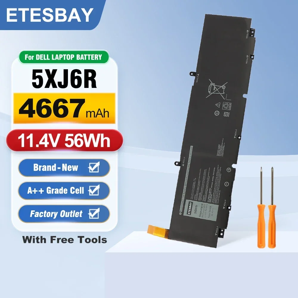 ETESBAY 5XJ6R Replacement Battery For Dell XPS 17 9700 9710 9720 9730 11.4V 56Wh