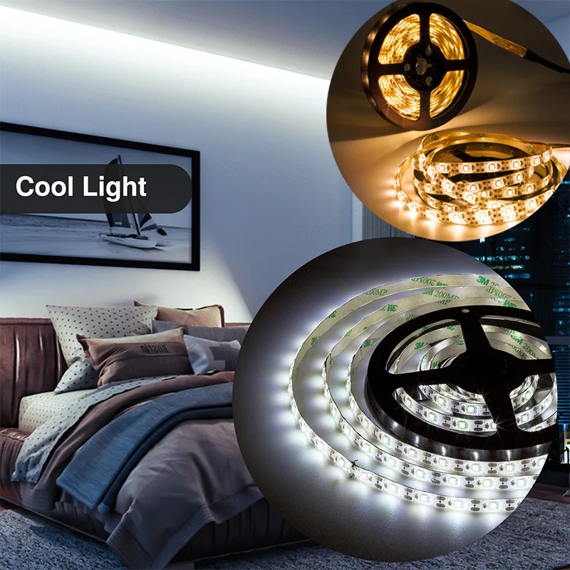 Tira de luces LED Flexible para decoración del hogar, cinta de iluminación de fondo de TV, lámpara de 1-5m, 5V, USB, 2835, blanco cálido, rojo, azul