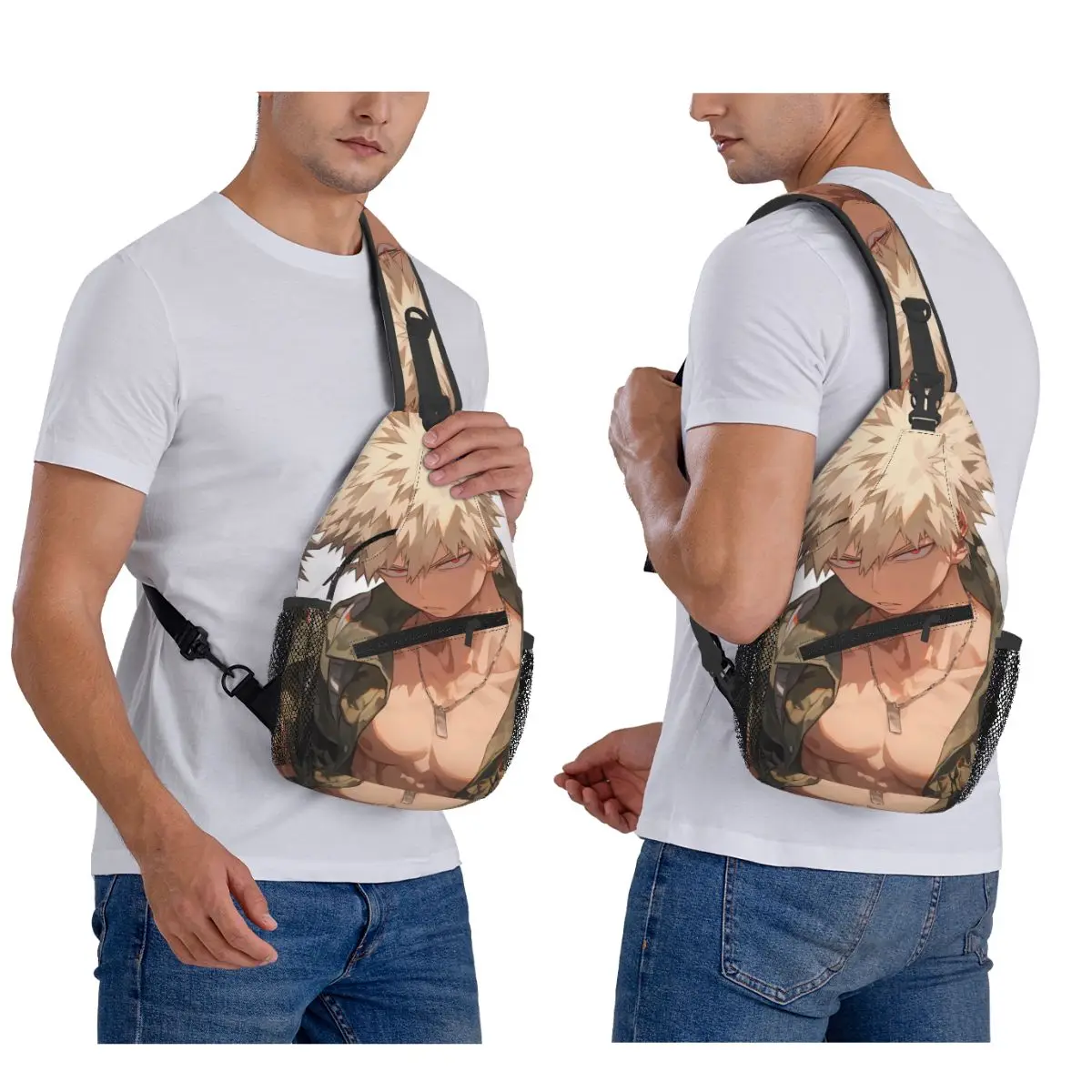 

Bakugou Katsuki Chest Bag Men Sling Crossbody Backpack Chest Bag Traveling Hiking Daypack Shoulder Bag