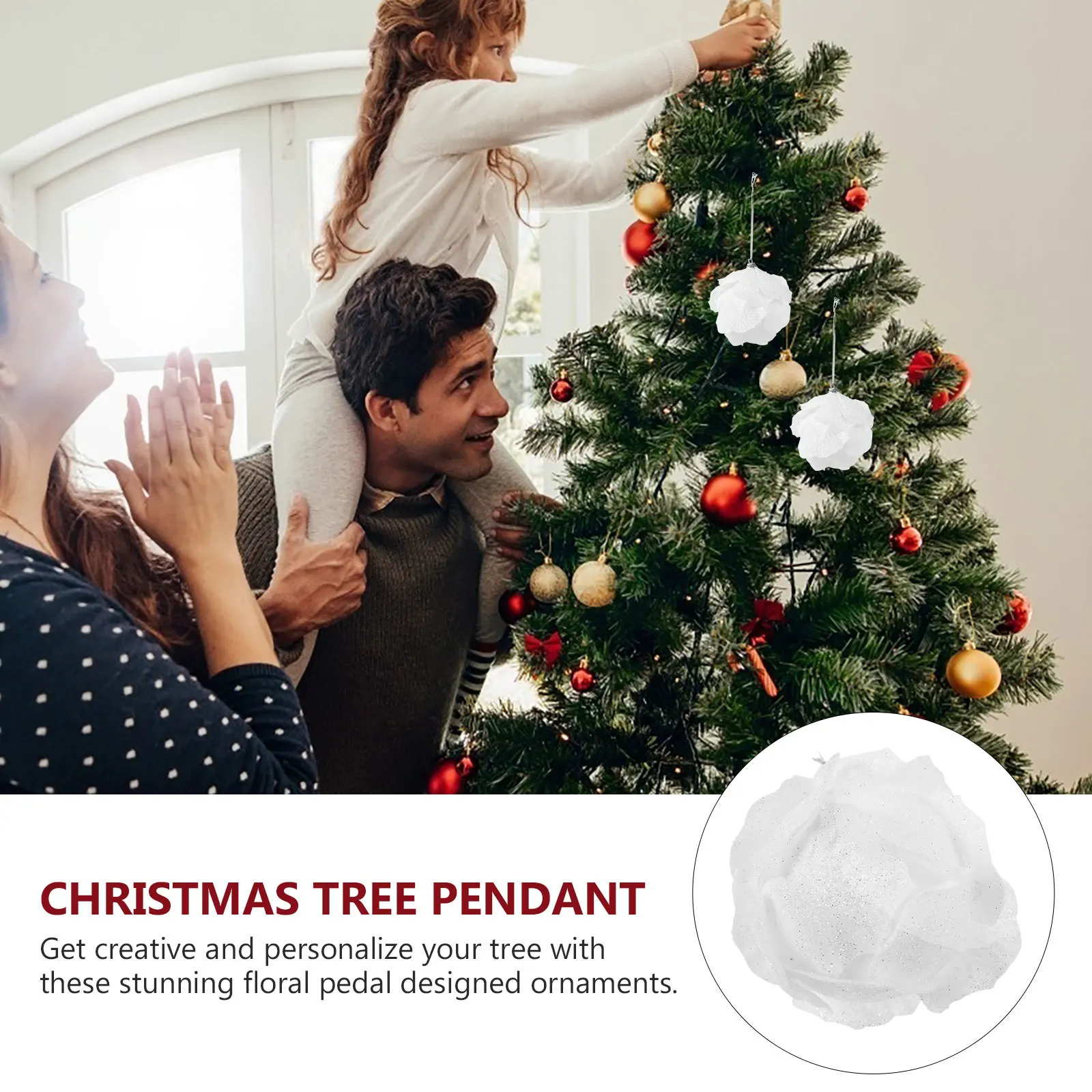 

3Pcs Christmas Ball Hanging Decorations Small Xmas Tree Ornaments Lightweight Floral Xmas Hanging Decor Christmas Ball Ornaments