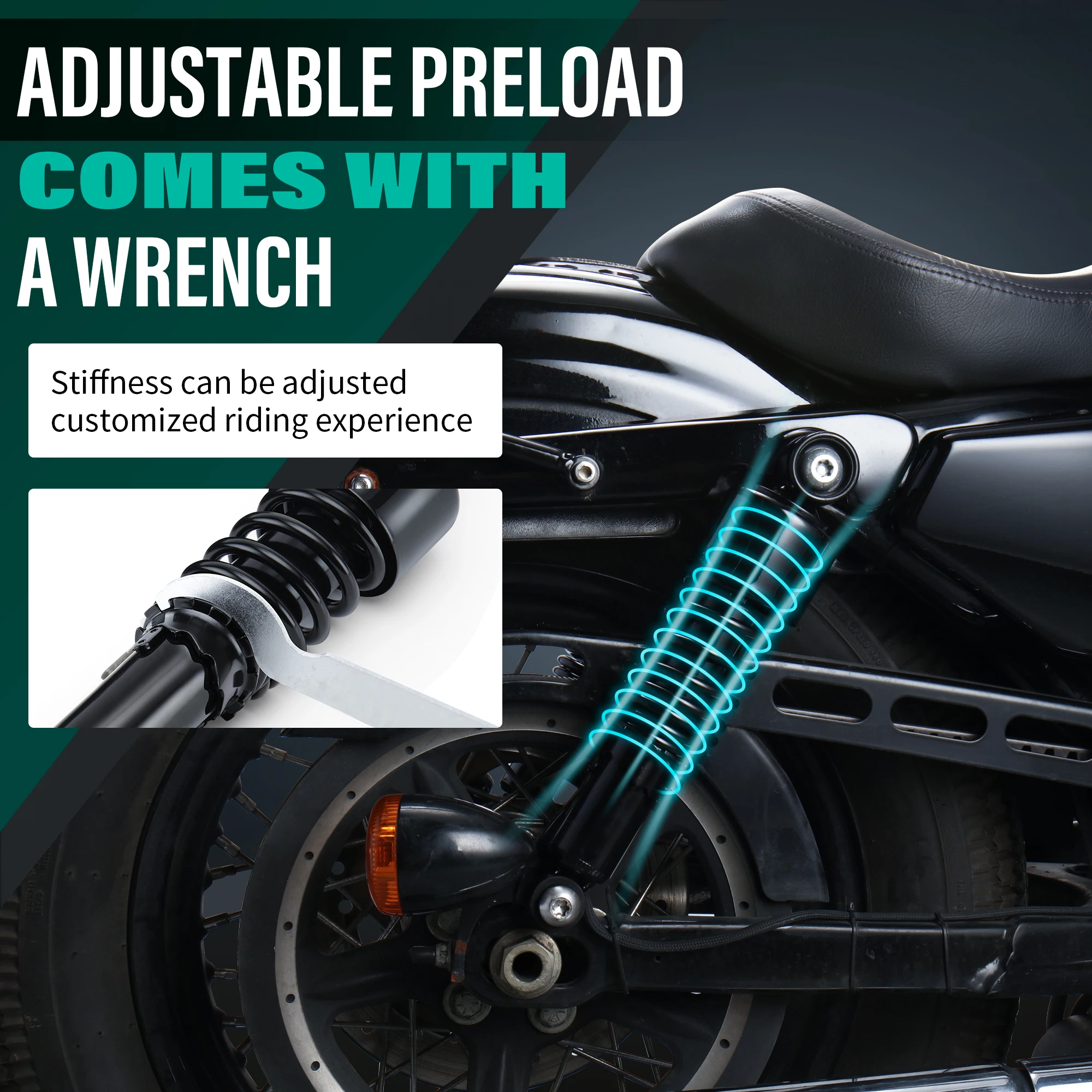 دراجة نارية 10.5 "/267 مللي متر خفض طقم تعليق الصدمات الخلفية لـ Harley 1980-Up Touring ، 1983-Up Sportster ، 1991-Up Dyna