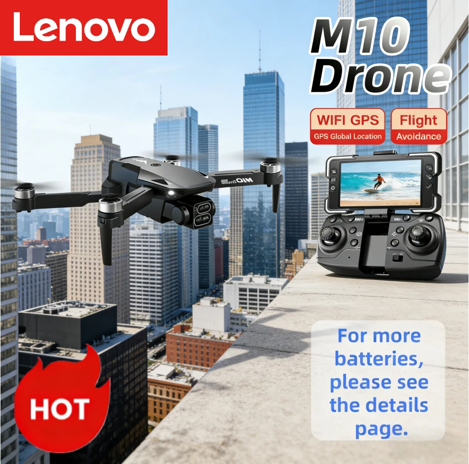 

Дрон Lenovo M10 профессиональный, 8K HD, с двойной камерой, бесщеточным двигателем, экраном, пультом ДУ, 5G Wi-Fi, функцией обхода препятствий, квадрокоптер, игрушка