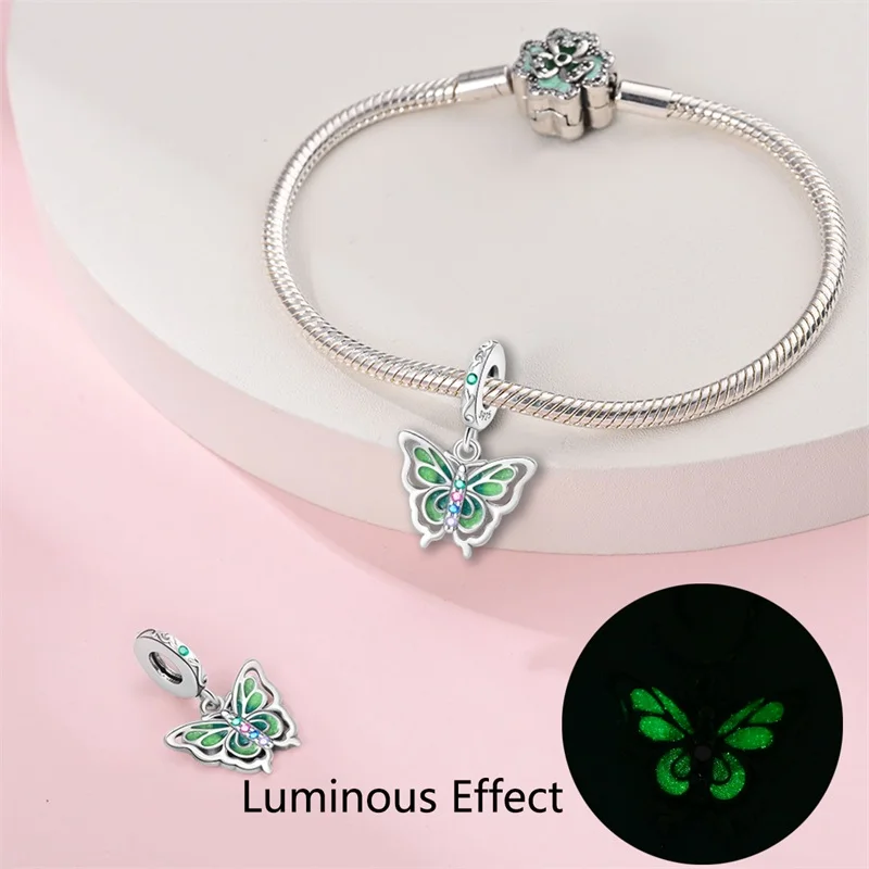 Charms Fit Pan Original Bracelets 100% 925 Sterling Silver Butterfly Bee Luminous Firefly Insect DIY Fine Jewelry Gifts image 3
