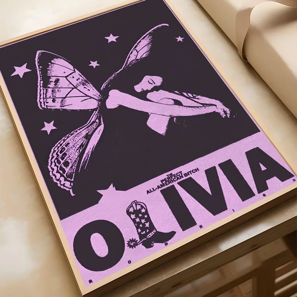 ملصقات لاصقة لفيلم مغني البوب-O-Olivia-R-Rrodrigo ، ملصق ورق كرافت كلاسيكي ، غرفة تصنعها بنفسك ، بار ، مقهى ، فن جمالي ، لوحة جدارية ، 1 * *