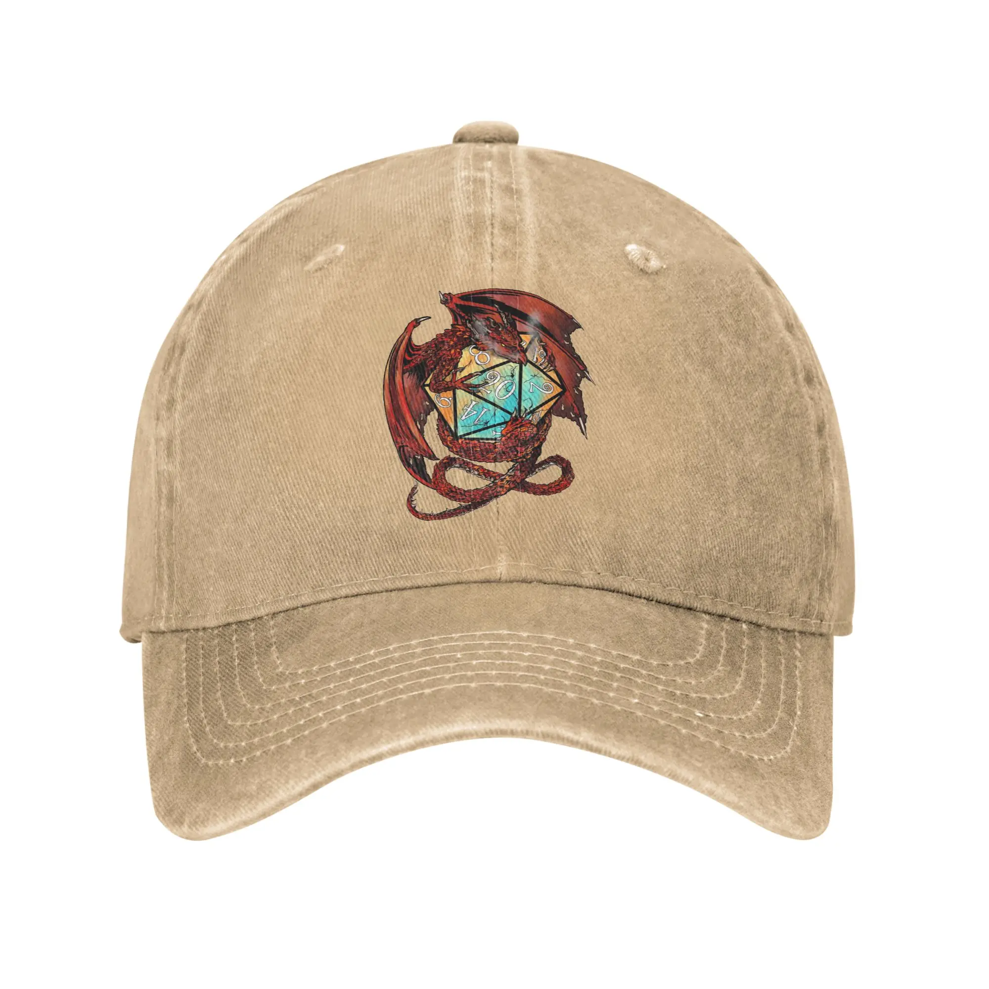 Red Dungeon Dragon DnD Dice Baseball Cap Retro Distressed Denim  Snapback Cap Unisex Style Outdoor Travel Fit Caps Hat