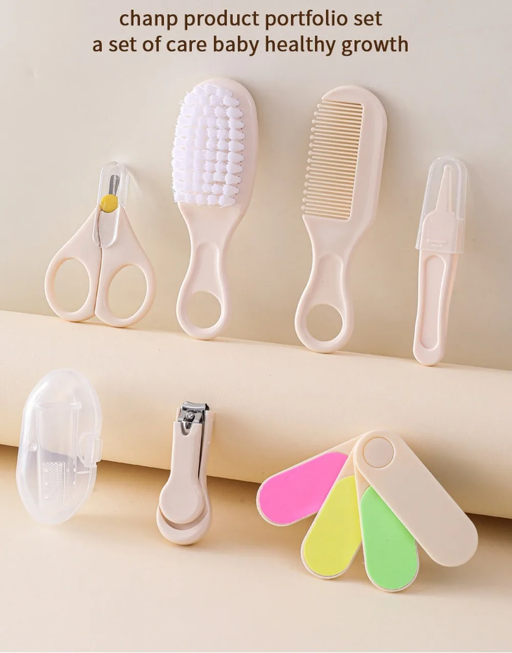 7-teiliges Baby-Pflegeset Neugeborenen-Pflegeset Sicherheits-Nagelknipser Kamm Bürste Schere Säuglings-Hygiene-Set Babyparty-Geschenk – Detail 2