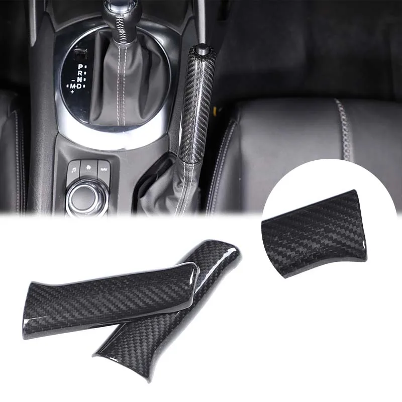 

For Mazda MX-5 Fiat 124 Abarth 124 2016+ Real Carbon Fiber Car Center Handbrake Lever Cover Decorative Sticker Car Accessories