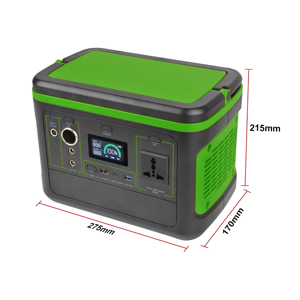 Newest Version AC DC Output 499Wh Home Appliances Solar Power 500W Portable Power Generator Station