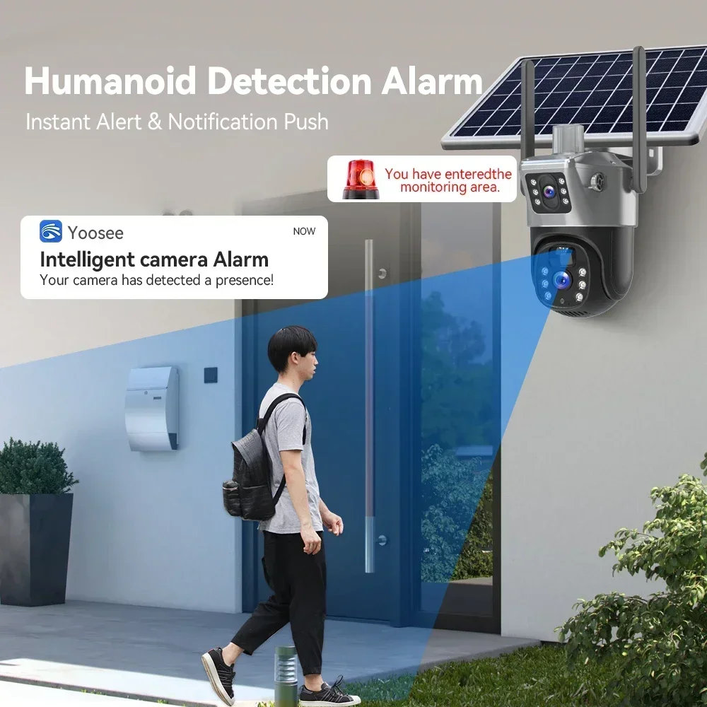 4K 8MP 4G Sim Card Solar Camera Dual Screen PTZ WiFi Solar Cam Auto Tacking WiFi Battery Exernal Securty Solar IP Cam V380