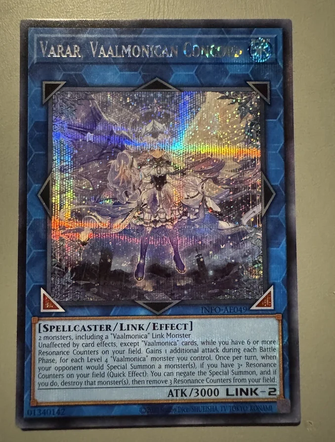 Yugioh KONAMI Duel Monsters INFO-AE049 Varar, Vaalmonican Concord Secret Asian English Collection Mint Card