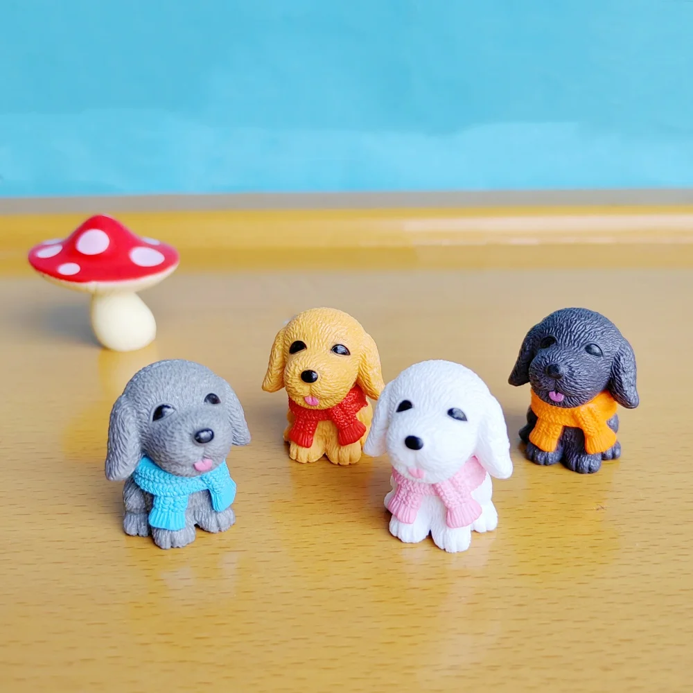 4 piezas de perro pequeño, cachorro, oso, oveja, decoración de animales, artesanía de Pvc, figura en miniatura pequeña para bonsái, micropaisaje, decoración de jardín de hadas