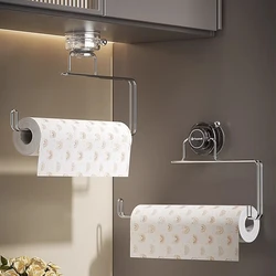 Kitchen Storage Rack Suction Cup Wall Mounted Non Perforated Stainless Steel Tissue Holder Bathroom Storage Home Storage