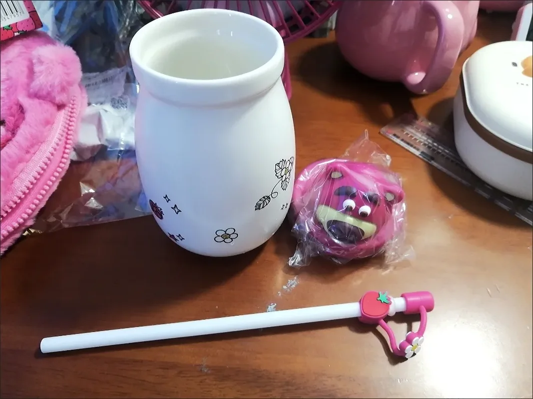 Tasse en céramique série Lots-o-Huggin Bear, tasse à café en paille, jus de dessin animé, tasse d'eau chaude, jouet, cadeau de noël