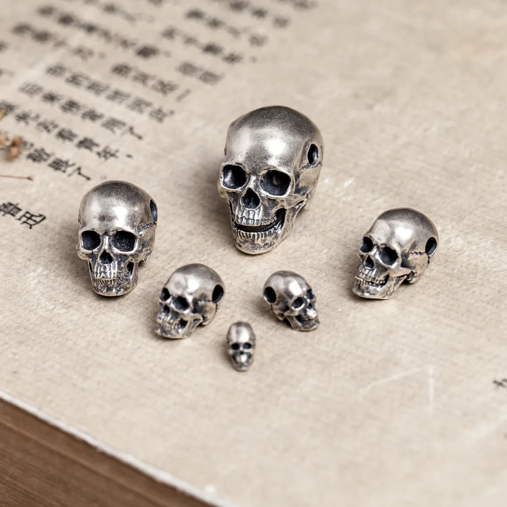 BOCAI S925 Sterling Silver Charms Pendants for Men Women New Fashion Retro-skull Punk Jewelry Wholesale