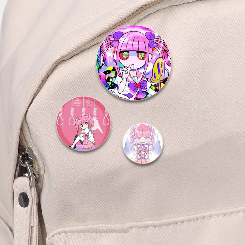 Menhera Chan Comic Characters Badge Pink Cartoon Figure Brooches Cosplay Cute Enamel Pins for Jewelry Backpack Accessories Gifts