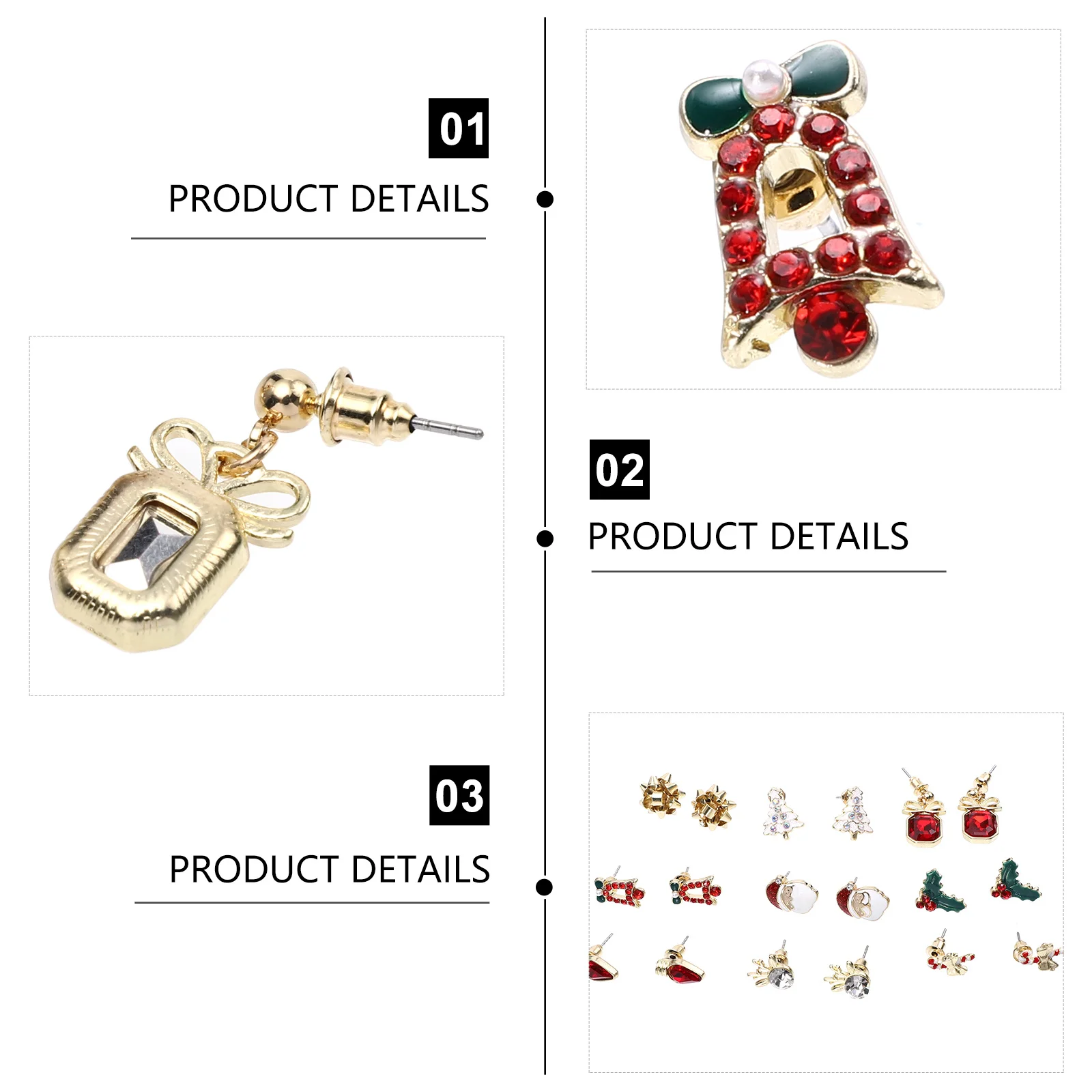 

9Pairs Christmas Earrings Jewelry Set Creative Lightweight Studs for Xmas Party Fashion Earring Accessories Women Xmas Ear