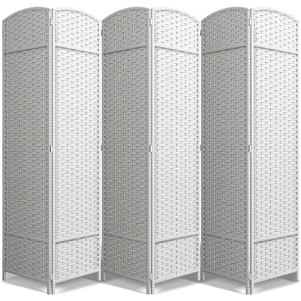 6 Panel Room Divider Screen, Extra Wide Double Hinged Panels, Mesh Hand-Woven Design, Partition Room Dividers