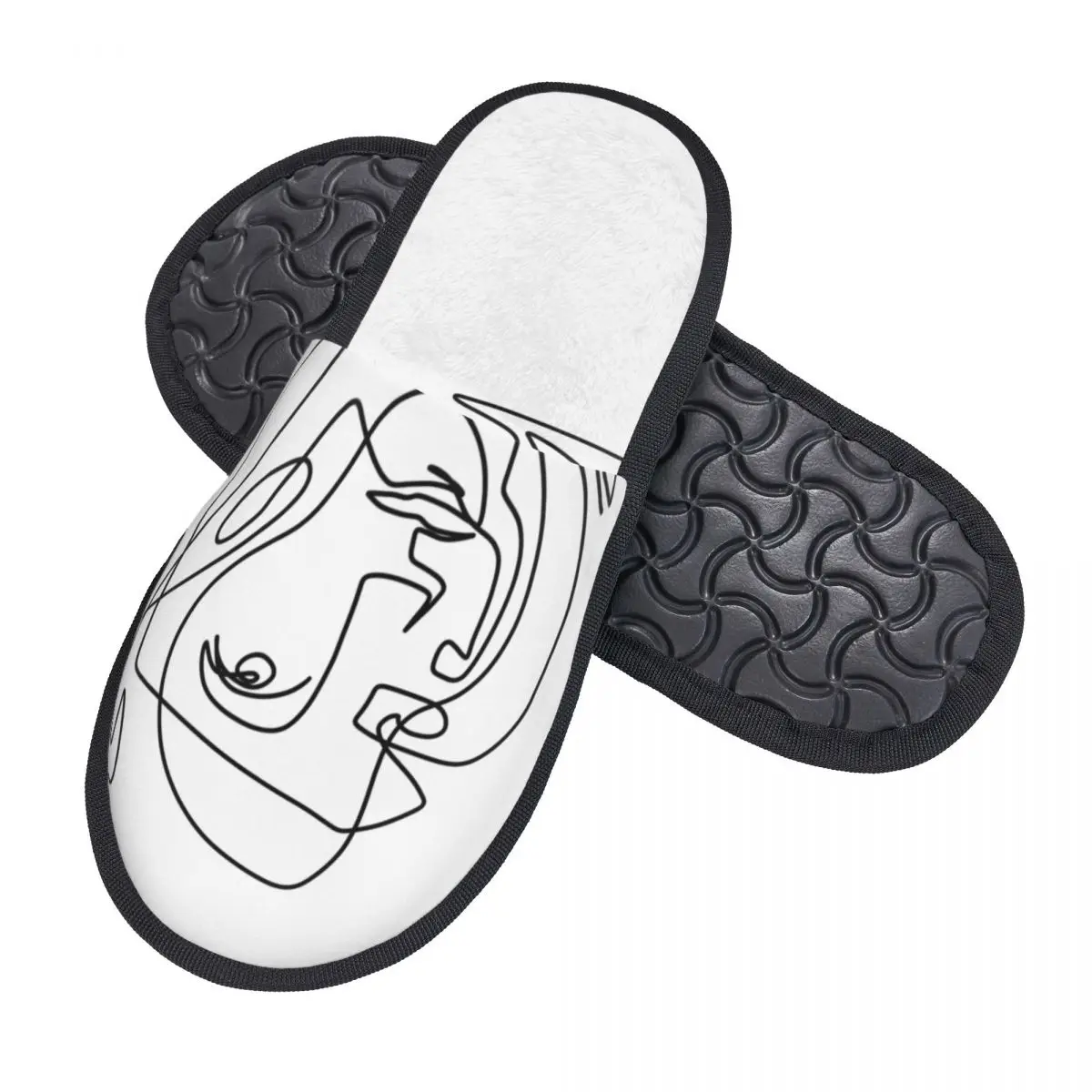 Pablo Picasso One Line Abstract Art House Slippers Women Soft Memory Foam Spanish Artist Slip On Hotel Slipper Shoes