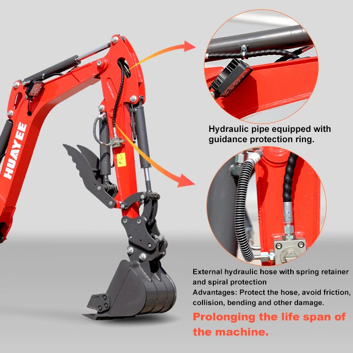 Pagamento completo, não um depósito Miniexcavadeira HY16C de 1,6 toneladas com braçadeira hidráulica e motor Kubota