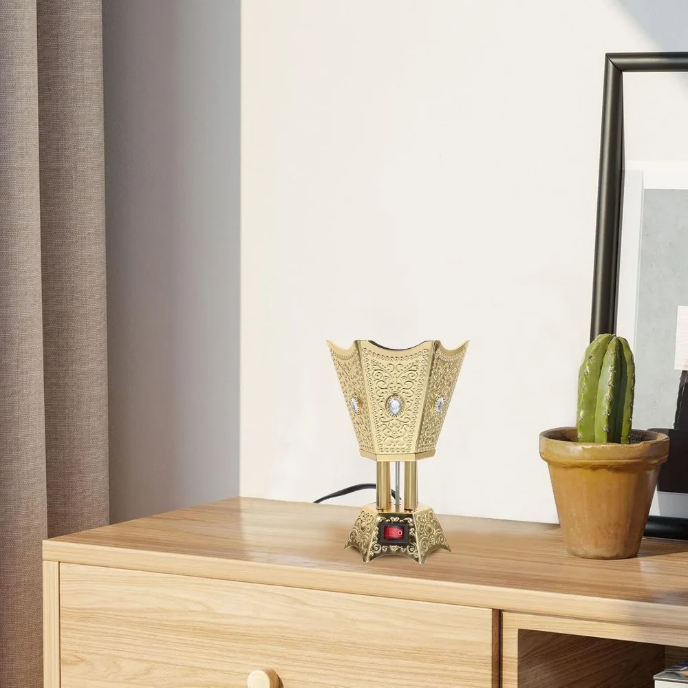 2 قطعة مبخرة كهربائية المكونات في حامل البخور العود لوبان الراتنج الموقد الرجعية الموقد زخرفة العربية ديكور رائحة حرق