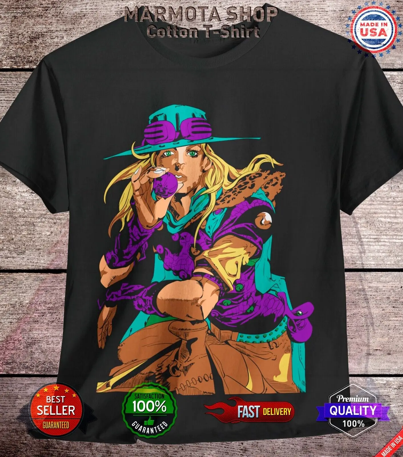 

Gyro Zeppeli JoJo's Bizarre Adventure Shirt Anime JJBA SBR Tee T-Shirt Manga