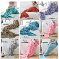 Mermaid Blanket Kids Adult Fish Tail Blanket Sleeping Bag Fish Scale Knitting Airplane Outdoor Office Cover Leg Warm Blanket