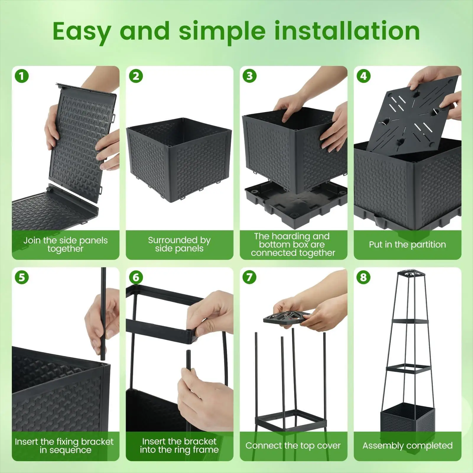 Raised Planter With Trellis 114cm Self-Watering Heavy Duty Outdoor Raised Garden Bed With Trellis For Indoor Apartment Balcony view 5