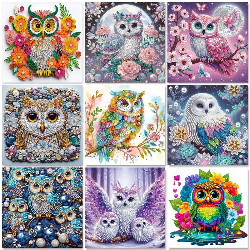 

GATYZTORY DIY 5D Owl Diamond Painting Set on Tree Branches - Unique shaped crystals and acrylic diamonds, frameless mosaic craft