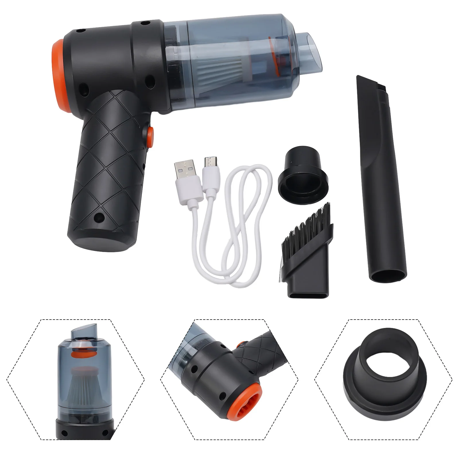 High Quality Vacuum Cleaner Vacuum Cleaner 16.2*6.8*15.8CM 6000Pa Car Vacuum Cleaner Blowable Cordless Car Accessories