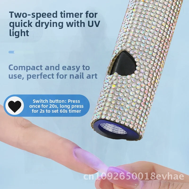 Handheld Metal Nail Art Light Therapy Rechargeable Spotlight Quick-Drying One-word Design for Professional & Home Use