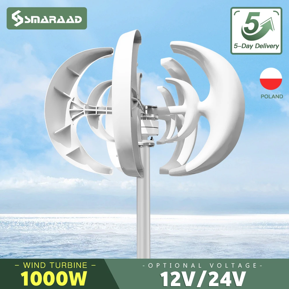 

1000w 1kw Vertical Wind Turbine Generator 24V 12V Magnetic Dynamo Free Energy Strong Power Ac 220v Inverter Output For Home