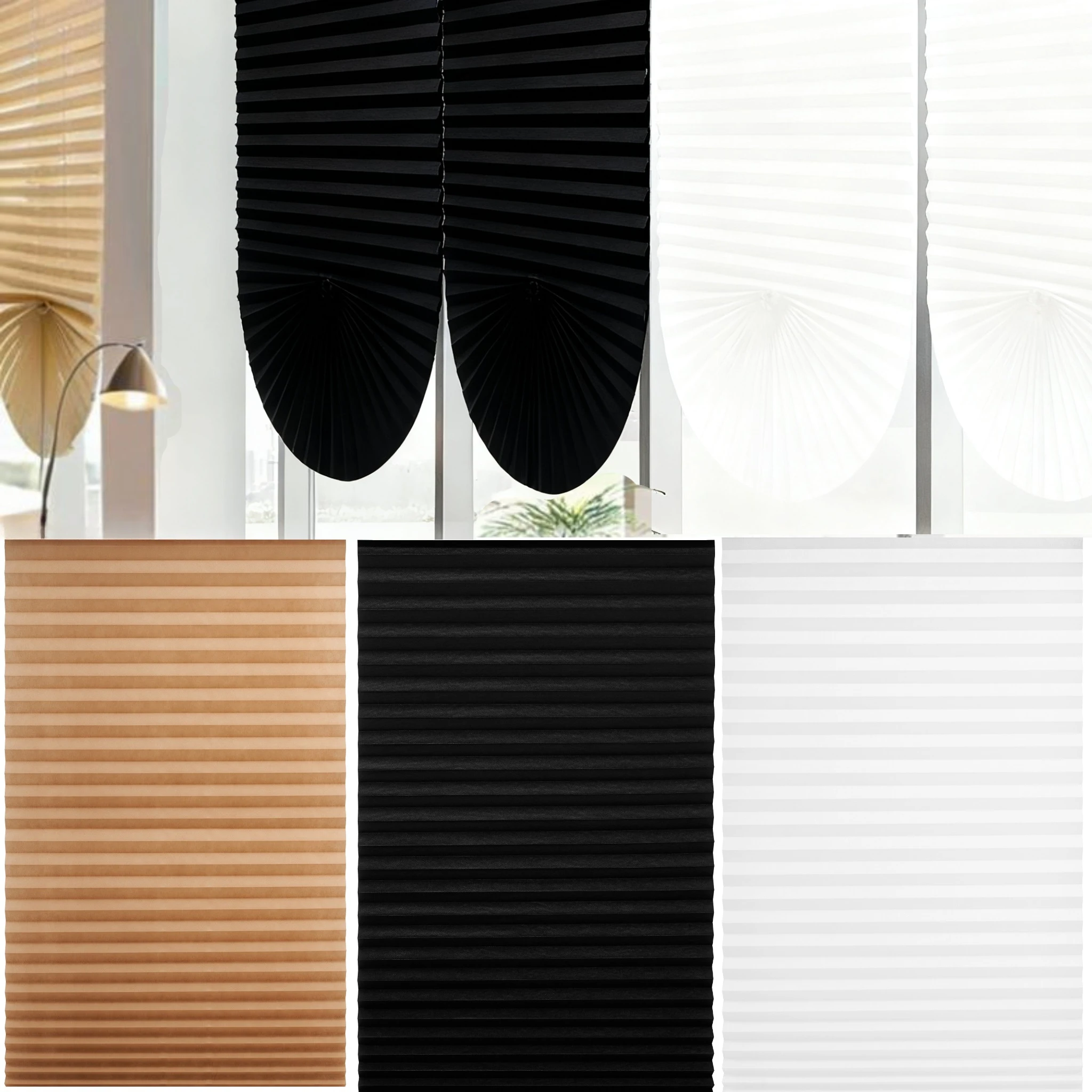Large Size Self-adhesive Pleated Blinds Bathroom Balcony Shade Half /Full Blackout Window Curtains for Bedroom Living Room